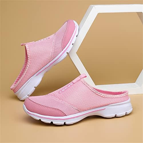 MizHome Women's Backless Walking Sneakers Summer Slip-on Mule Shoes Closed Toe Slippers Pink 8 | Image 2