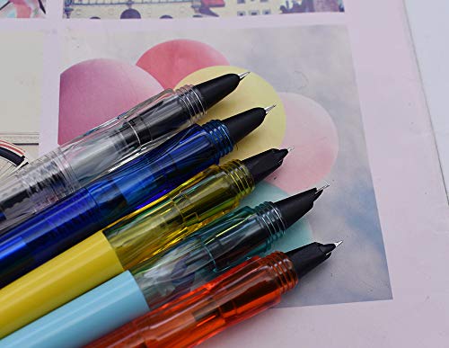 Jinhao Swan Fountain Pen Extra Fine Nib Disposible Pen Set Of 12 Pcs, Transparent Diversity Color Pen Case With Refillable Converters #TOP4