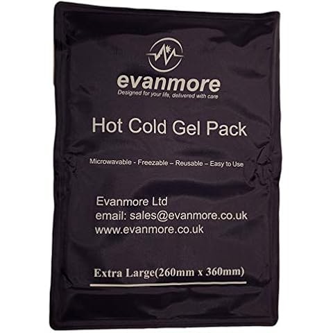 Extra Large Reusable Hot Cold Gel Pack - Evanmore XL Easy to use Flexible Long Lasting, Microwaveable Freezable Back Backache Shoulder Waist Wrap Pain Relief Ice Heat Therapy Compress 26 x 36cm Cover