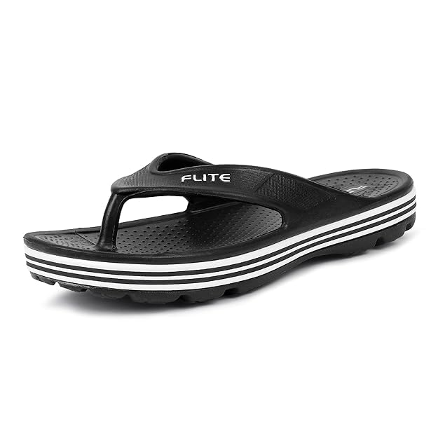 FLITE Acupressure Slippers for Men and Boys - Flip Flops for Daily Use and Bathroom - Size 7UK to 10UK (Black, UK Footwear Size System, Adult, Men, Numeric, Medium, 8)