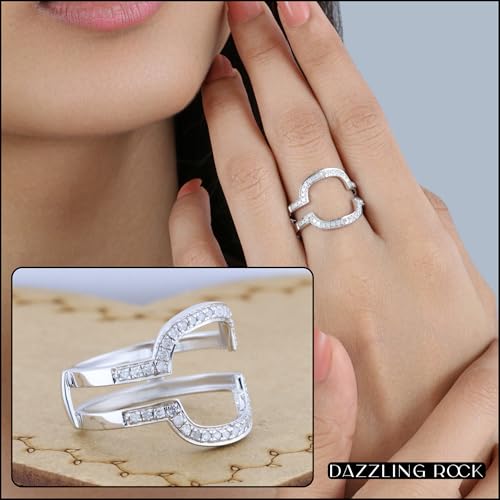 Dazzlingrock Collection 0.34 Carat (ctw) Round White Diamond Enhancer Double Guard Anniversary Wrap Band Ring 1/3 CT | 925 Sterling Silver4