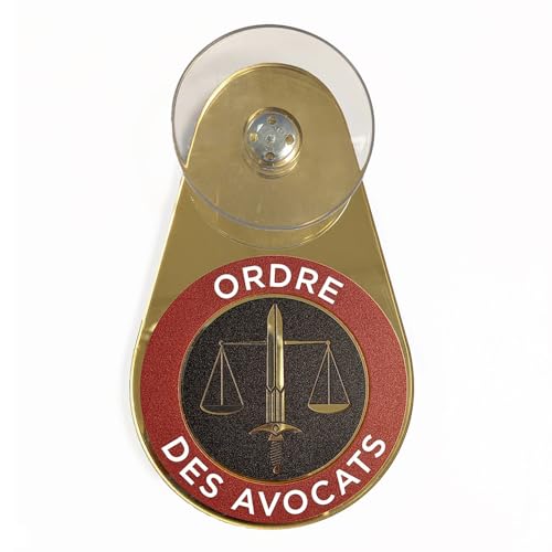 Signalétique.biz France Macaron Avocat - Insigne doré Avocat à Ventouse - Plaque Avocat pour Pare-Brise