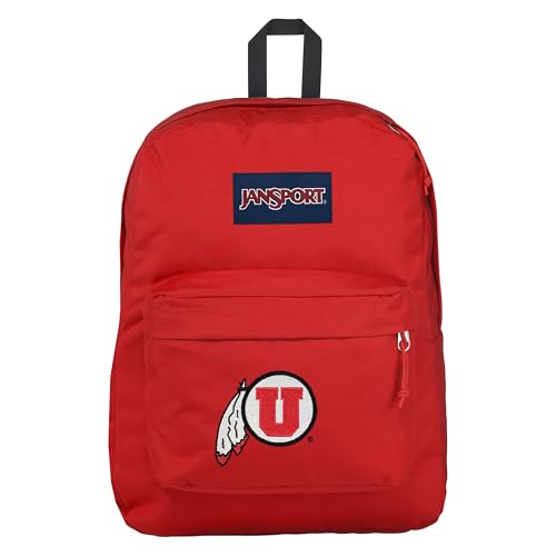 Image of JanSport NCAA Officially Licensed Backpack, Utah Utes, Superbreak Plus with Padded 15'' Laptop Sleeve, Spacious Computer Bag for Men & Women, Durable Daypack with Bottle Pocket, Red Tape