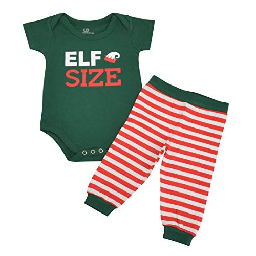 Unique Baby Unisex 1st Christmas Onesie Outfit Elf Size Layette Set (18 Mo) Green