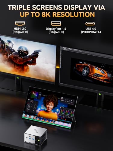 Image of GMKtec Mini PC AMD Ryzen 5 PRO 6650H (Turbo 4.50GHz) 16GB DDR5 1TB NVME SSD Dual NIC LAN 2.5GbE Oculink, USB4, HDMI, USB-C Desktop Computer M8
