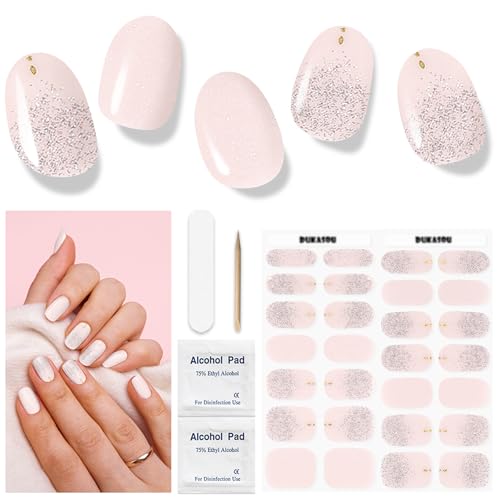 Uñas de Gel Pegatinas - 28Pcs Uñas Gel Semicurado Envoltura Completa Pegatinas de Envoltura de Uñas Autoadhesivas Con Lima de Uñas y Palo Uñas Para Arte de Uñas DIY (Requiere Lámpara UV/LED)