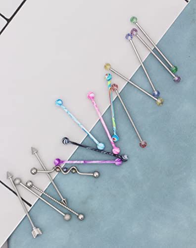 30Pcs 14G Stainless Steel Industrial Barbell Earrings for Women Men Cartilage Helix Body Piercing Jewelry 38mm 1&1/2 Inch Piercing Bar4