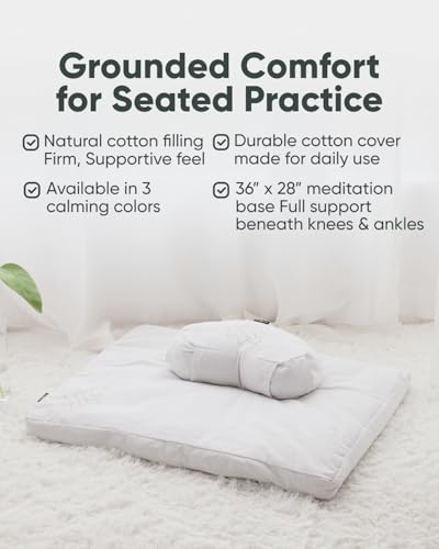 Image of Mindful & Modern Zabuton Meditation Mat - Cotton Filled Yoga and Meditation Pad - Zabuton Meditation Cushion for Kneeling and Sitting Support - Large Rectangular Sitting Floor Pillow for Bench or Zafu