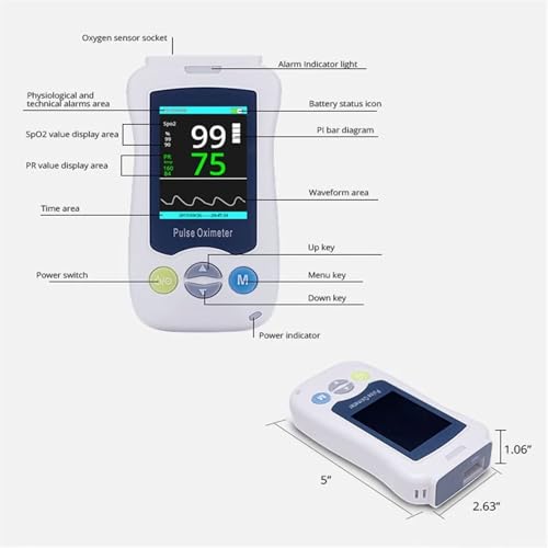 Oxímetro de pulso veterinario de mano con software de PC, cable USB y medidor recargable para hospitales de mascotas y uso doméstico