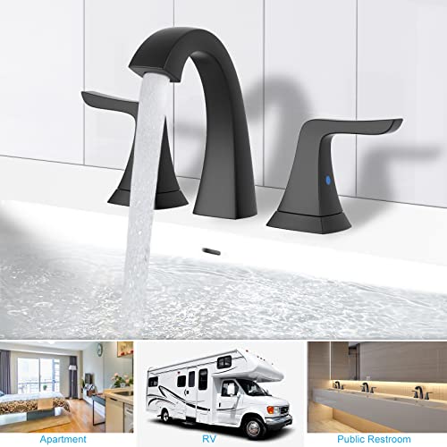 Bathroom Sink Faucet, Black Bathroom Faucets, Widespread Bathroom Faucet For Sink 3 Hole - 2-Handles Faucet With Pop Up Drain Assembly And 2 Water Supply Lines Faucets For Rv Bath Vanity #TOP6
