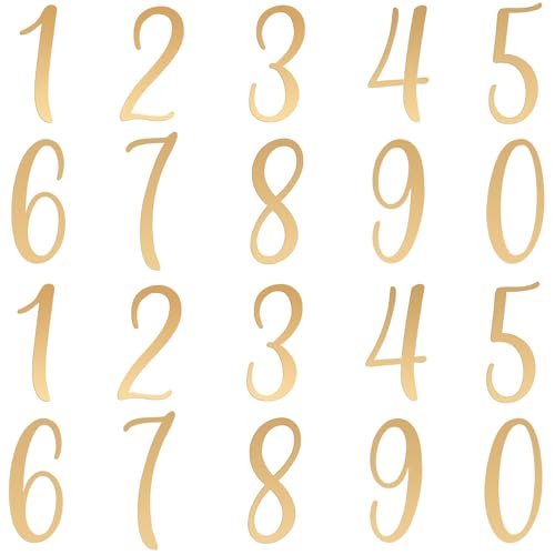 Ouligay 20 Stück Zahlen Deko Torte 0-9 Gold Kuchen Deko Geburtstag Acryl Golden Tortendeko Geburtstag Gold Zahlen 0-9 Cake Topper Happy Birthday Tortendeko Kuchendeko für Party Hochzeit Jubiläum Feier