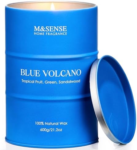 M&SENSE Blauer Vulkan Duftkerzen im Glas Sojaduftkerzen groß Somm...