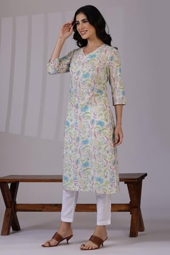 Image of W for Woman Schiffli Embroidered Straight Rayon Kurta