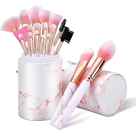 Glamour Gaze 16PCS Pink Marble Makeup Brushes Set Cover