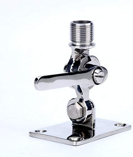 Amarine Made Marine VHF Antenna Adjustable Base Mount for Boats -Stainless Steel