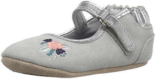 Robeez Baby-Girl's Catherine White-K Crib Shoe, Blossom Ballet Grey, 3-6 Months M US Infant