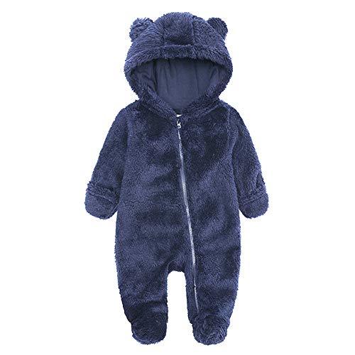 Curipeer Infant Baby Boys Onesies Bodysuit Fleece Bunting Footed Jumpsuit Sleeper Pram 0-3M Blue