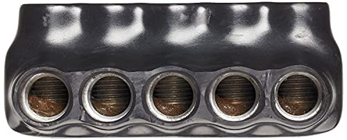 Image of Morris Products 97581 Black Insulated Multi-Cable Connector - Single Entry 5 Ports 3 /0-6, 5, 5 AWG, Dual Rated CU9AL Aluminum, 600V, cULus Listed, 2-Pack