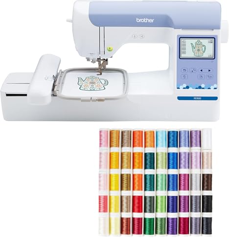 Brother PE900 Embroidery Machine with WLAN, and SA650 Designio 50-Color Thread Set