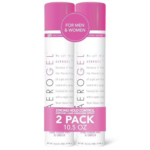 TRI Design Aerogel Hairspray – Strong Hold Hair Finishing Spray for Volumizing & Control, Flexible Styling for All Hair Types, Non-Sticky and Scented – For Women and Men – Pack of 2 (10.5 Oz)