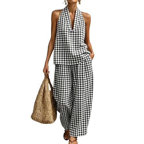 Boho Linen Outfits Women 2 Piece Plus Size Lounge Sets