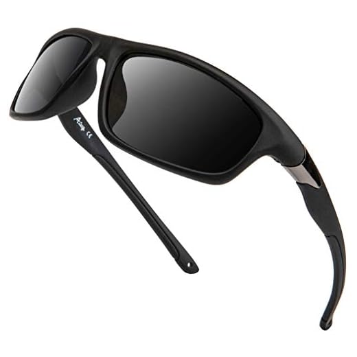 A LONG Polarized Sports Sunglasses For Men Driving Fishing Running Cycling Glasses 100% UV Protection (Matte Black Frame/Black Lens)