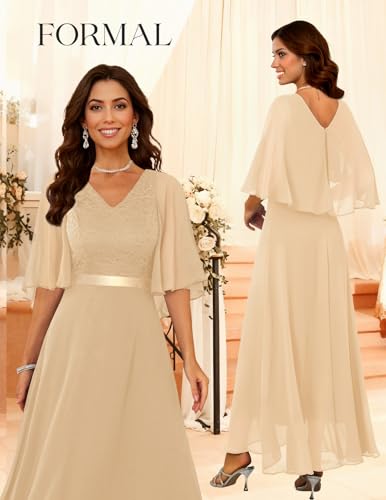 Image of DRESSTELLS Wedding Guest Maxi Dress Mother of Bride 2026 Fall Evening Gown