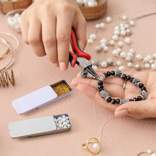 Image of OIIKI 6pcs Small Slide Top Tin Box, Metal Rectangle Storage Boxes, Empty Tin Case Containers for Storage Candy Pills Earrings Jewelry Lipstick Toothpicks- 2 Silver & 2 Black & 2 White