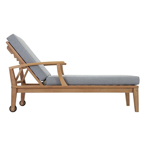 Modway Eei-1151-Nat-Gry-Set Marina Premium Grade A Teak Wood Outdoor Patio Chaise, Lounge Chair, Natural Gray #TOP2