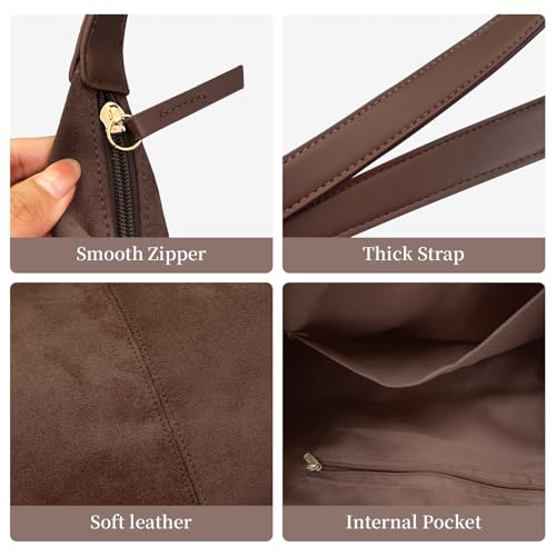 Bolso de hombro de gamuza para mujer Tote Hobo miniatura 5
