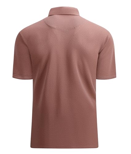 Alex Vando Mens Bubble Jacquard Polo Shirt Super Stretch Short Sleeve Polo Shirts for Men