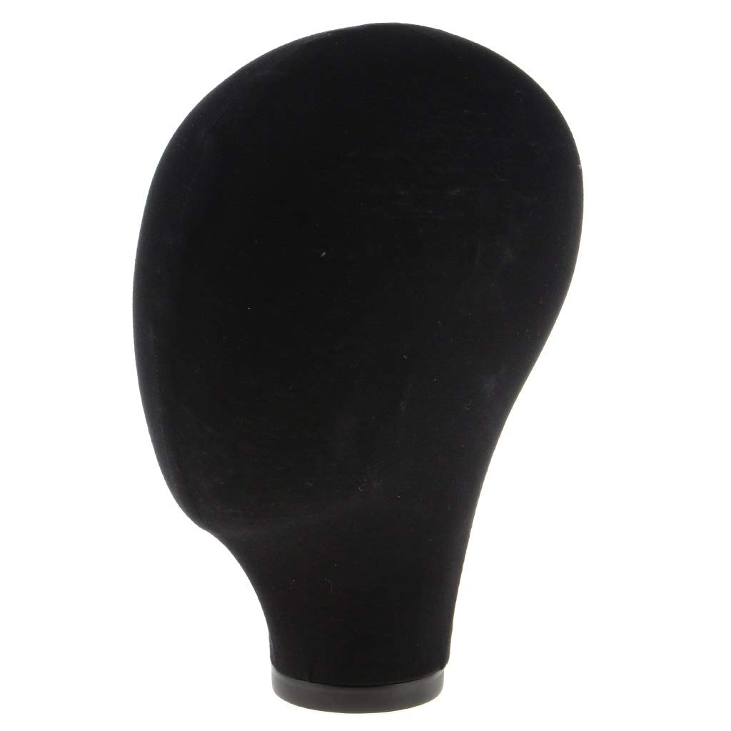 Bloque de lona negra con soporte de peluca resistente para diseñar peinados y exhibir accesorios
