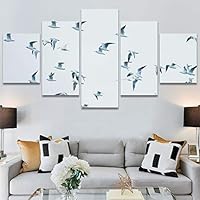 SIGNWIN 5 Panel Canvas Wall Art Birds Closeup Multicolor Photography Realism Relax/Calm Romantics for Home Decorations Ready to Hang - 60