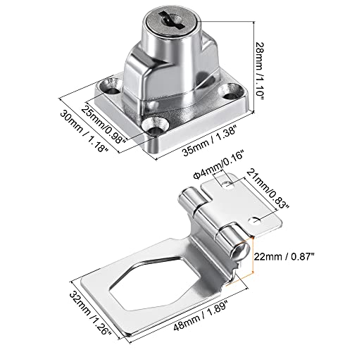 Image of MECCANIXITY 2.5 Inch Keyed Different Hasp Lock 90 Degree Chrome Plated Twist Knob for Cabinet Door Drawer, Silver Pack of 2
