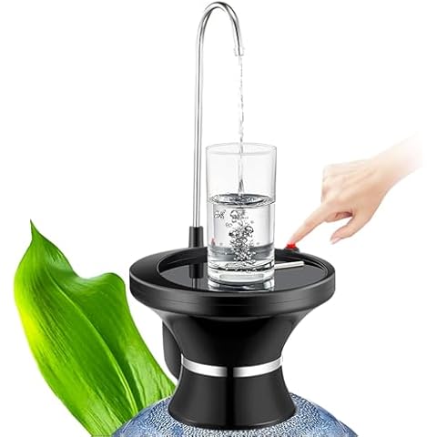 Black Drinking Water Dispenser Pump, Automatic Electric Drinking Water Bottle Pump for 1-5 Gallon Water Jugs, USB Rechargeable with The Switch Control, Portable for Home, Kitchen, Office, Camping Cover