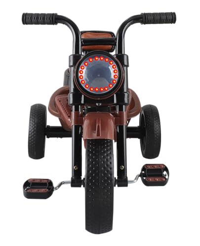 Image of JoyRide Ninja Plug N Play Durable Kids /Pedal Baby Tricycle, Storage Basket, Leather Seat, Led Headlight, Music for 18 Months to 5 Years Boys /Girls /Carrying Capacity Upto 30 Kgs (Brown)