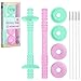 Teething Tube with Safety Shield Baby Hollow Teether Sensory Toys Gum Massager, Food-Grade Silicone for Infant 3-12 Months Boys Girls, 1 Pair with 4 Cleaning Brush Included (Cyan+Orchid)