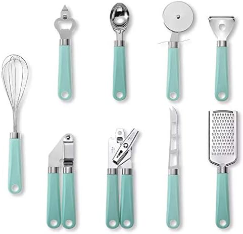 Kitchen Gadget Set 9-Pieces Stainless Steel Kitchenware Utensil Tool, Plastic Handle, Can Bottle Opener
