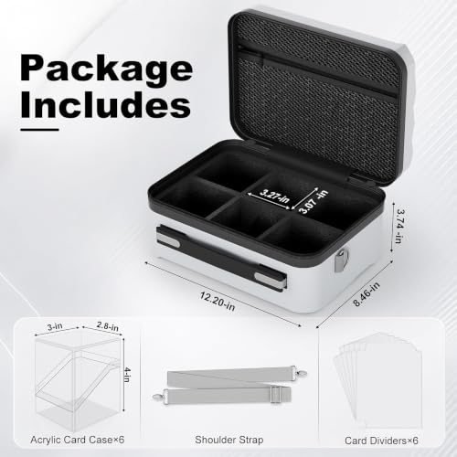 Image of Proijeut Card Deck Box with Portable Case, 6 Pack Clear Commander Deck Box with 6 Dividers, Holds 600+ Double Sleeved Cards, Fit for MTG, YuGiOh, TCG(Geometric Silver)