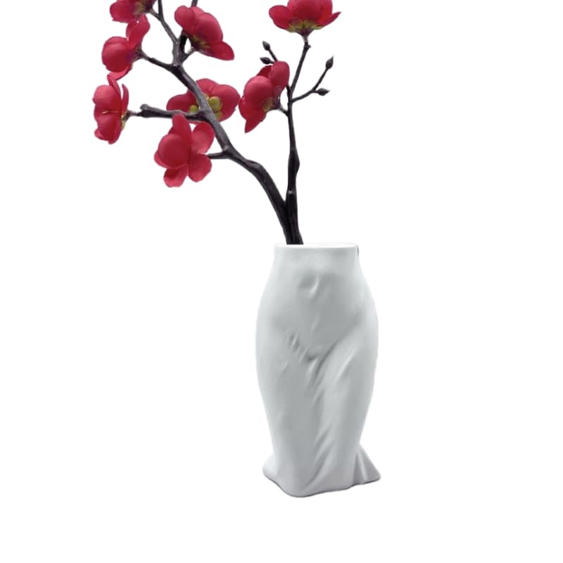 Vase abstrait en résine blanche pour fleurs sèches de salon
