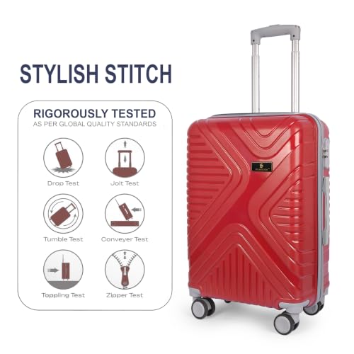 Image of Small Cabin Suitcase Red Polypropylene 54 cm with 8-Wheel Spinner and Secure Number Lock