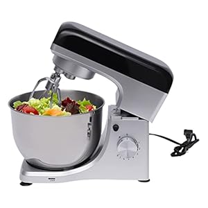 4.8-QT Commercial Electric Stainless Steel Tilt-Head Stand Food Mixer, Heavy Duty 8 Speed 1000W Motor Bread Dough Mixer with Dough Hook&Splash-Proof Cover for Cake/Bread/Pizza Making