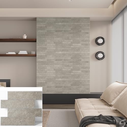 Colamo 10pcs Rock Grey Peel and Stick Wall Tiles, Self