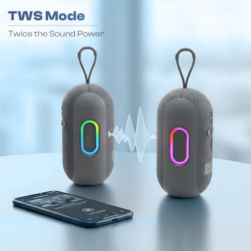 Image of LAPCARE Ozzie 10W Bluetooth Speaker with RGB Lights, TWS Stereo Sound, Dual Bass Radiators, Bluetooth 5.3, 8H Playtime, Portable Wireless Speaker with AUX & USB Support, Made in India - Grey