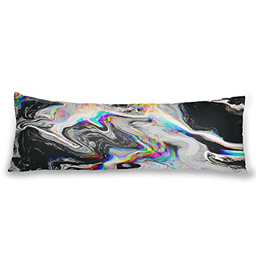 HMS Happy Memories Body Pillowcase,Long Body Pillow Covers 20 x 54 with Zipper, Abstract Total Body Pillow Protector,Ultra Soft Velvet Full Body Pillow Covers for Adults Women Men (Trippy Black)