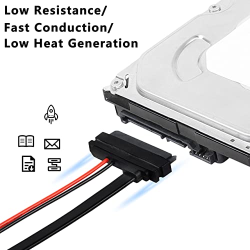 Slimline Sata 13 Pin Male To 22 Pin Sata Female Cable Adapter,Slimline Serial Ata 7+6 Pin To Sata 7+15 Pin Extension Connector For 2.5” Hdd,Ssd And Laptop Cd-Rom - 2Pcs 30Cm… #TOP3