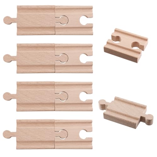 Bojueshaw 8 conectores de madera para vías de tren, piezas de expansión macho-macho, hembra-hembra, accesorios de vía ferroviaria para niños y niñas