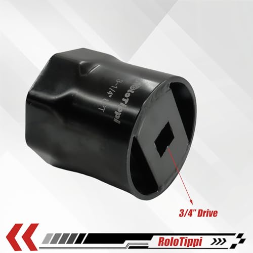 Image of 3-1 /4-Inch 8 Point Wheel Bearing Locknut Socket, 3 /4-Inch Drive, for Axle Nut Socket, Remove and Install Wheel Bearing Nuts, Carbon Steel, Powder-Coated (3-1 /4 inch 8PT, 3 /4 inch Drive)