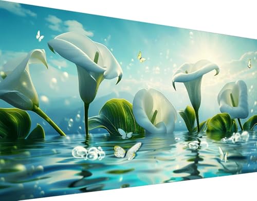 Peinture Diamant Fleurs De Lys kit complet de broderie mosaïque adulte 60x120cm