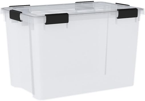 Iris Ohyama, set of 2 airtight storage box – All-Weather AT-LD – plastic, transparent, 2 x 70 l, U 59 x G 39 x Y 38 cm